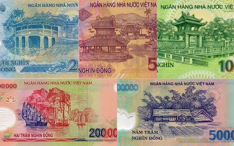 Il simbolo del dong vietnamita sulle banconote attuali