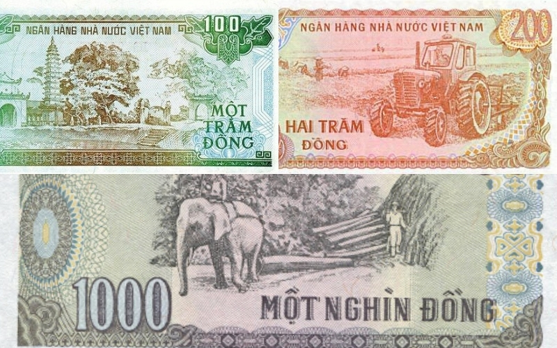 Il simbolo del dong vietnamita sulle banconote storiche
