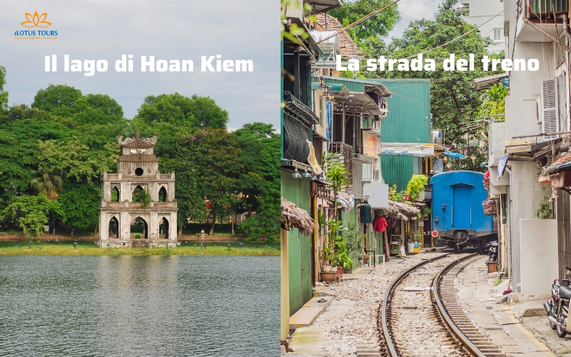 Il lago di Hoan Kiem e la strada del treno