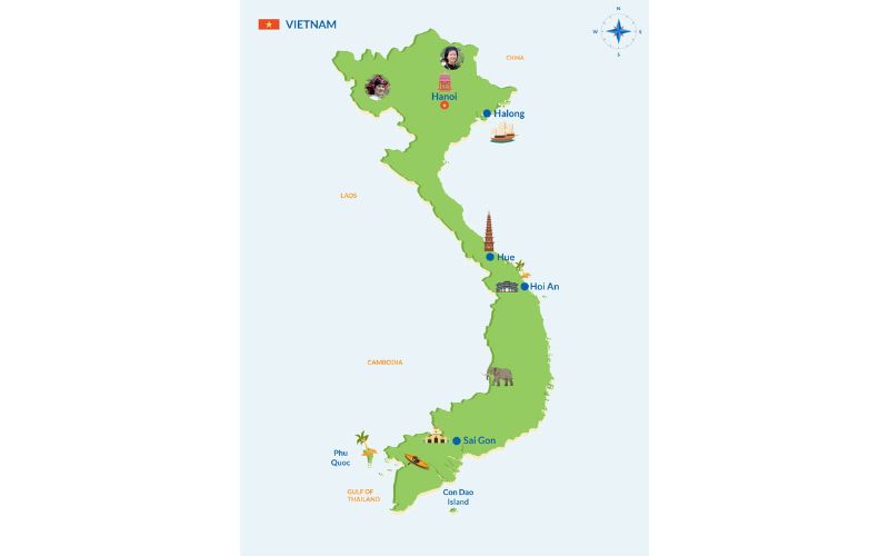 Carte touristique du Vietnam